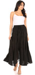 Sakkas Olivia Womens Maxi Bohemian Gypsy Long Skirt With Elastic Waist and Lace