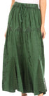 Sakkas Olivia Womens Maxi Bohemian Gypsy Long Skirt With Elastic Waist and Lace