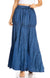Sakkas Olivia Womens Maxi Bohemian Gypsy Long Skirt With Elastic Waist and Lace