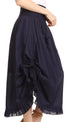 Sakkas Coco Long Cotton Ruffle Skirt with Pockets and Elastic Waistband