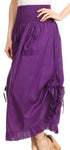 Sakkas Coco Long Cotton Ruffle Skirt with Pockets and Elastic Waistband
