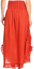 Sakkas Coco Long Cotton Ruffle Skirt with Pockets and Elastic Waistband
