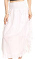 Sakkas Coco Long Cotton Ruffle Skirt with Pockets and Elastic Waistband