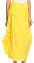 Sakkas Coco Long Cotton Ruffle Skirt with Pockets and Elastic Waistband