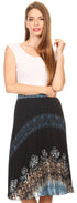 Sakkas Bianca Pleated Casual Mid Skirt with Elastic Waist and  Lining
