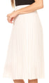 Sakkas Bianca Pleated Casual Mid Skirt with Elastic Waist and  Lining