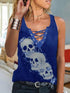 Cross Lace-up Skull Tank Top