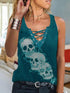 Cross Lace-up Skull Tank Top