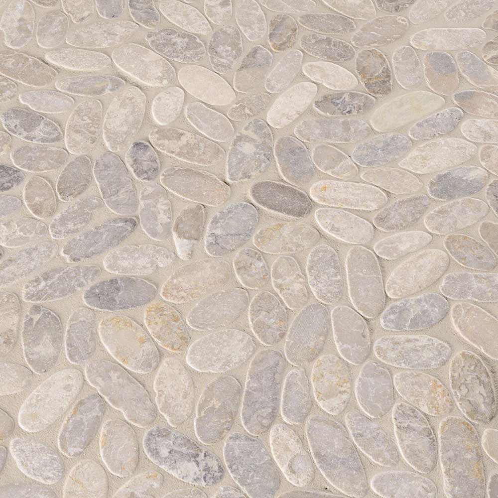 Mosaico de mármol pulido de 30 x 30 cm con diseño de fresno en rodajas, montado en malla - Colección MSI