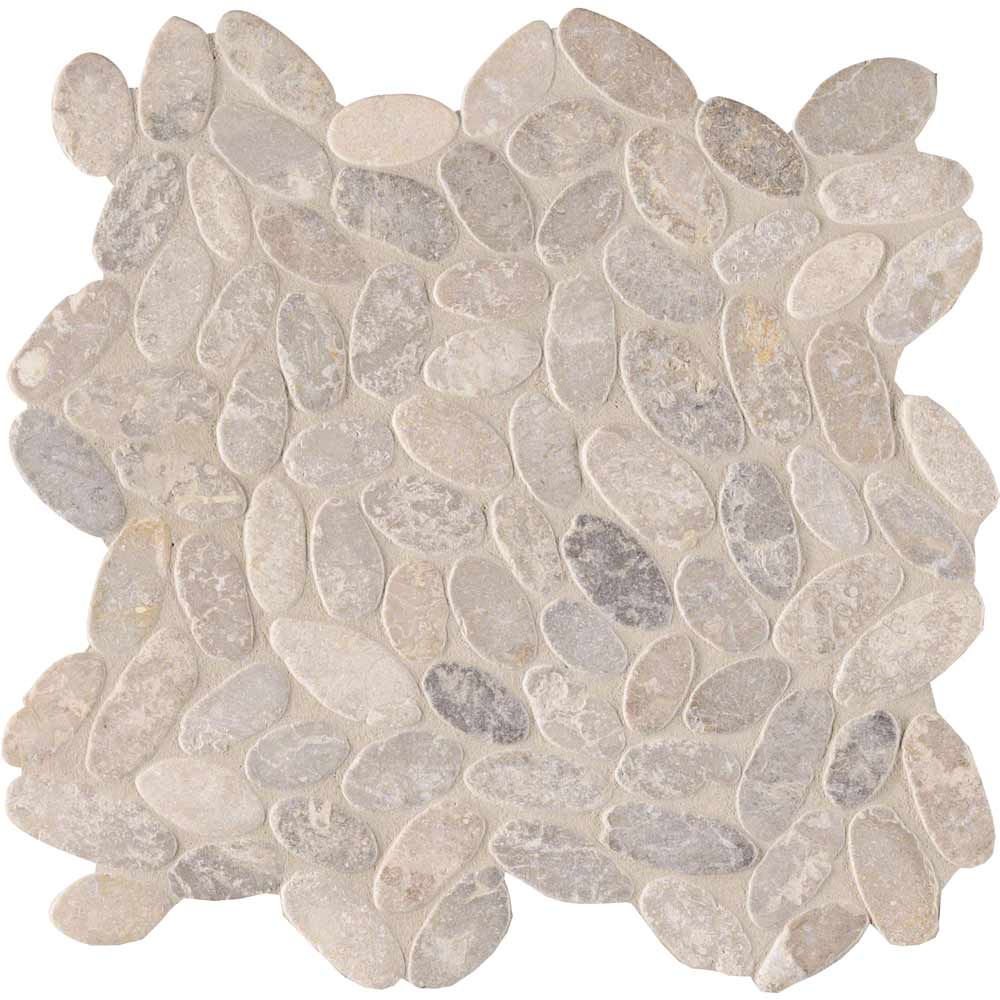 Mosaico de mármol pulido de 30 x 30 cm con diseño de fresno en rodajas, montado en malla - Colección MSI