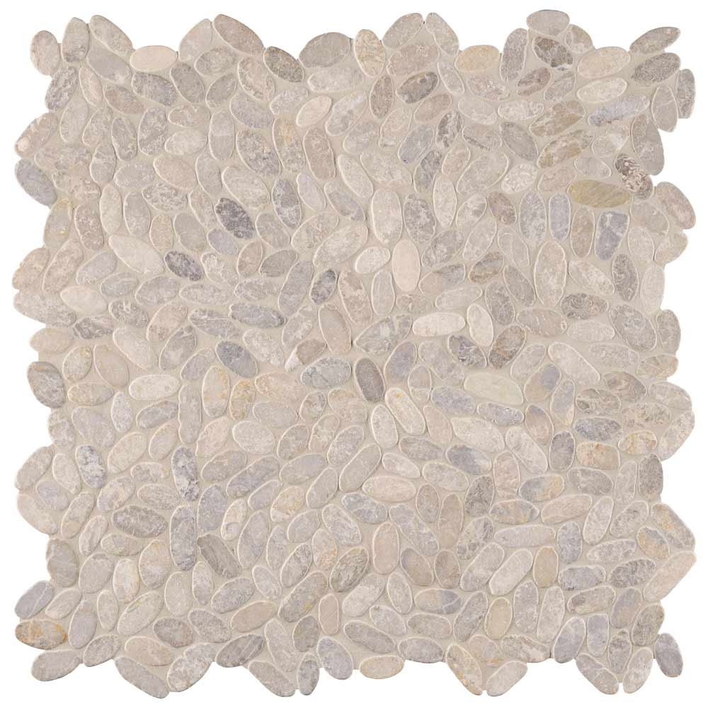 Mosaico de mármol pulido de 30 x 30 cm con diseño de fresno en rodajas, montado en malla - Colección MSI