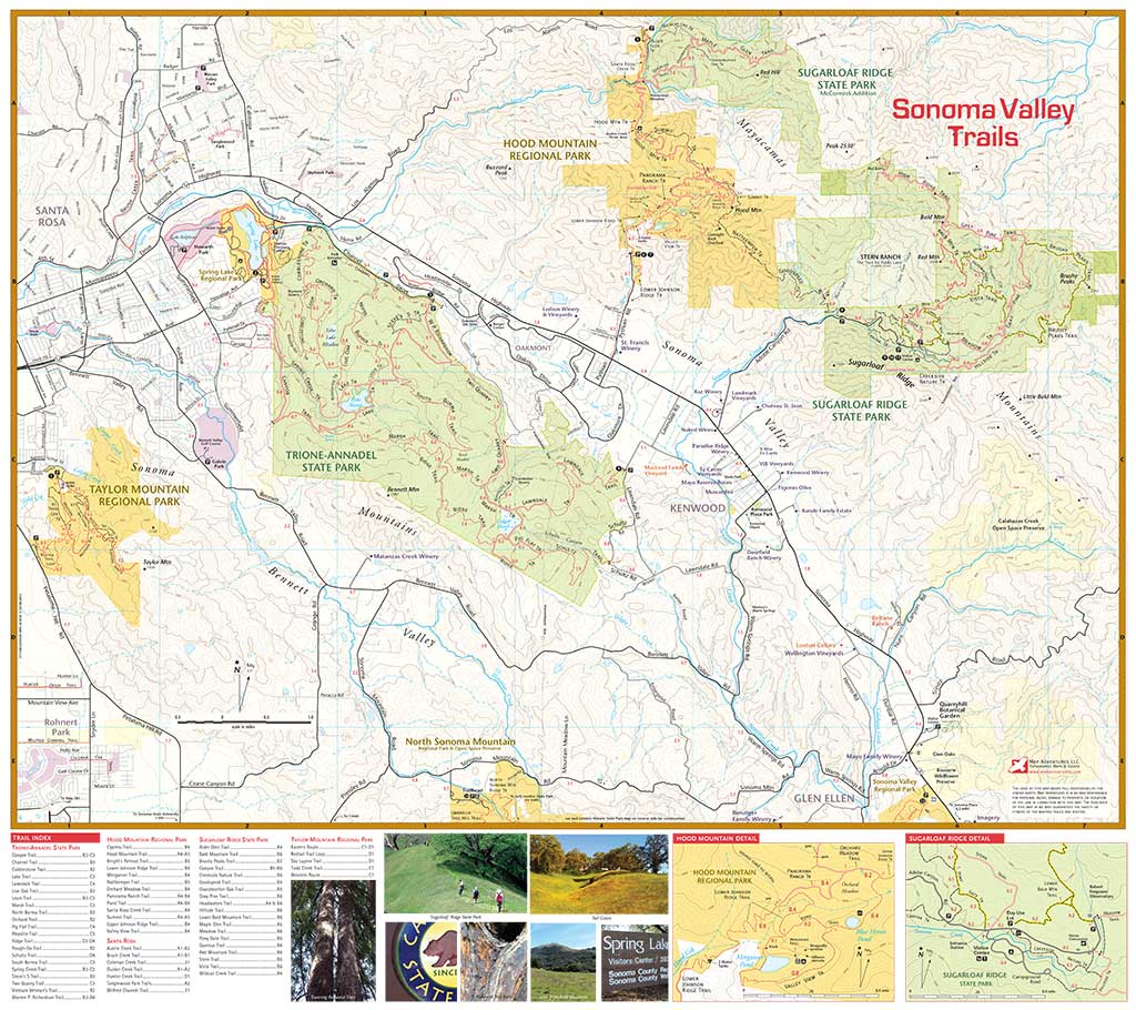 Sonoma Valley Trails Hiking Trail Map