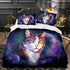 Juego de cama con diseño de astronauta y gato espacial, funda nórdica, juegos de cama
