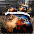 Juego de cama con diseño de astronauta y gato espacial, funda nórdica, juegos de cama