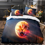 Juego de cama con diseño de astronauta y gato espacial, funda nórdica, juegos de cama