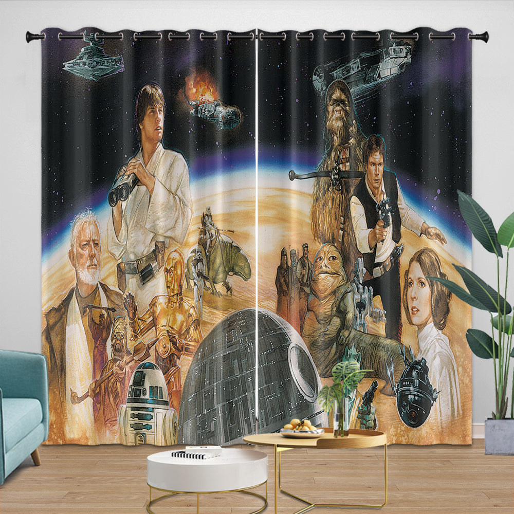 Star Wars Pattern Curtains Movie Blackout Window Drapes