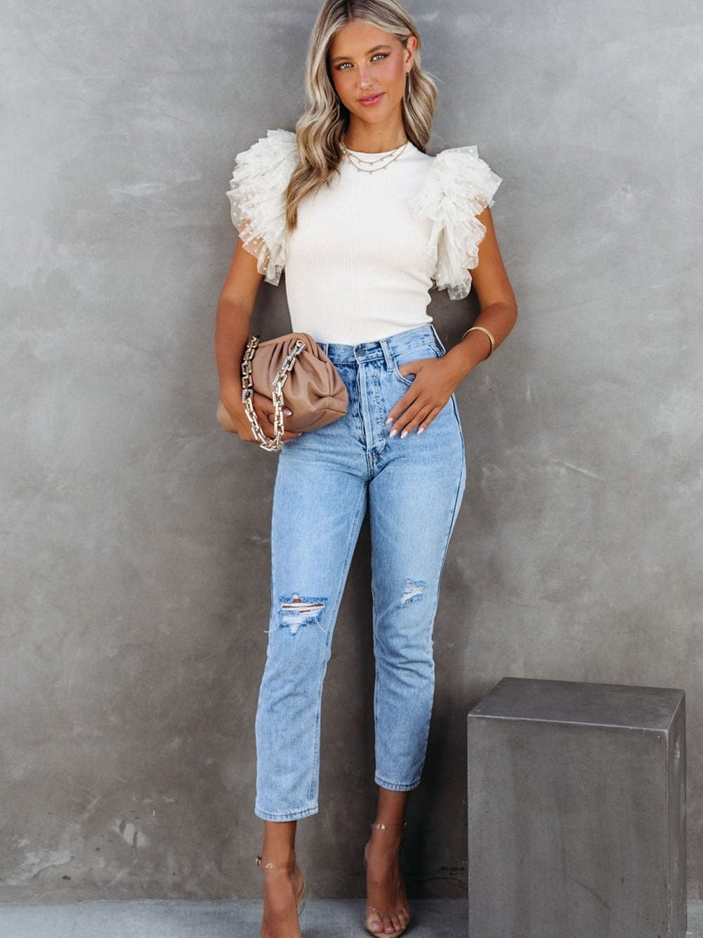 Statement Ruffle Sleeve Top