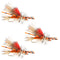 3 Pack Kaufmann's Orange Crystal Stimulator Rubber Legs Dry Fly - Hook Size 12