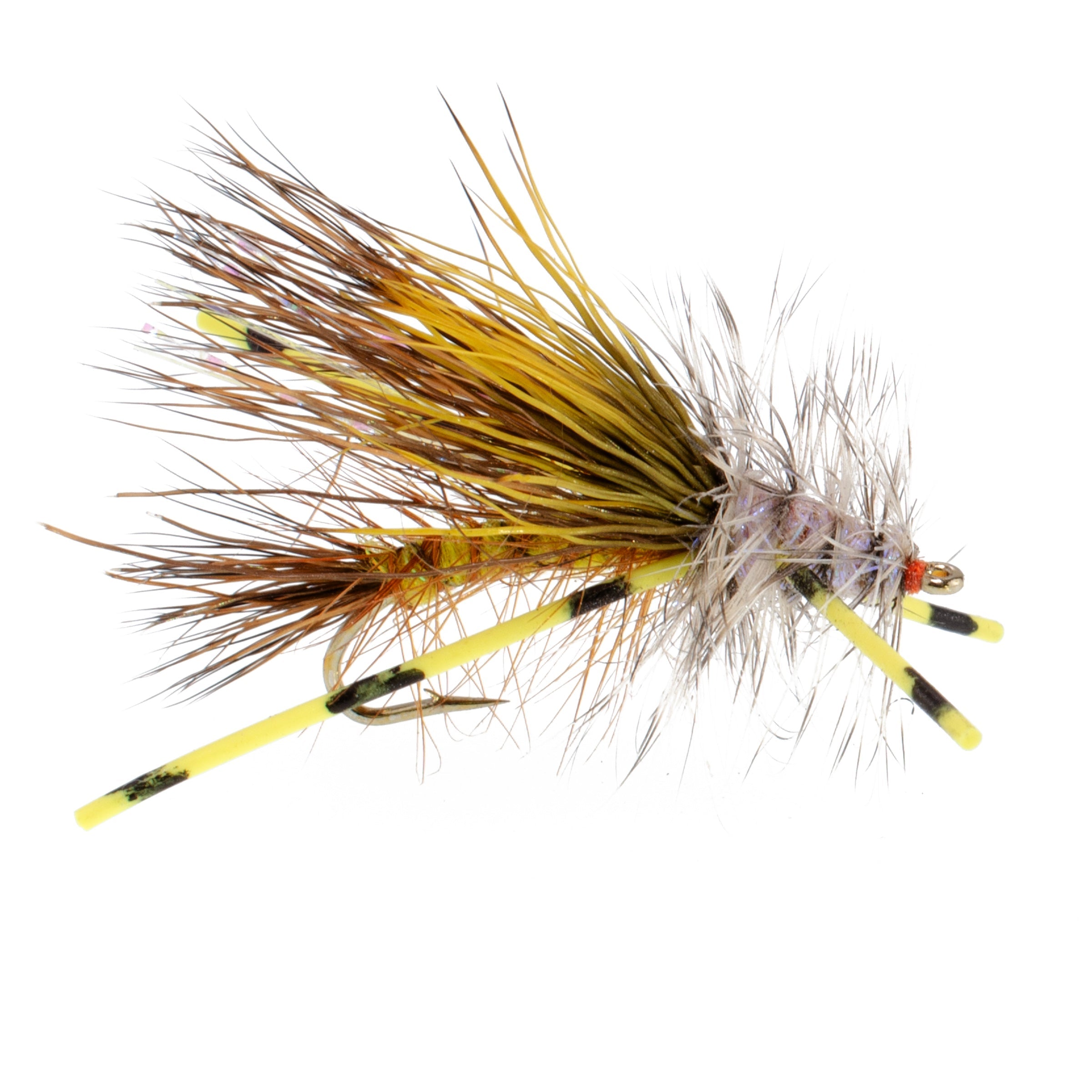 3 Pack Kaufmann's Yellow Crystal Stimulator Rubber Legs Dry Fly - Hook Size 8