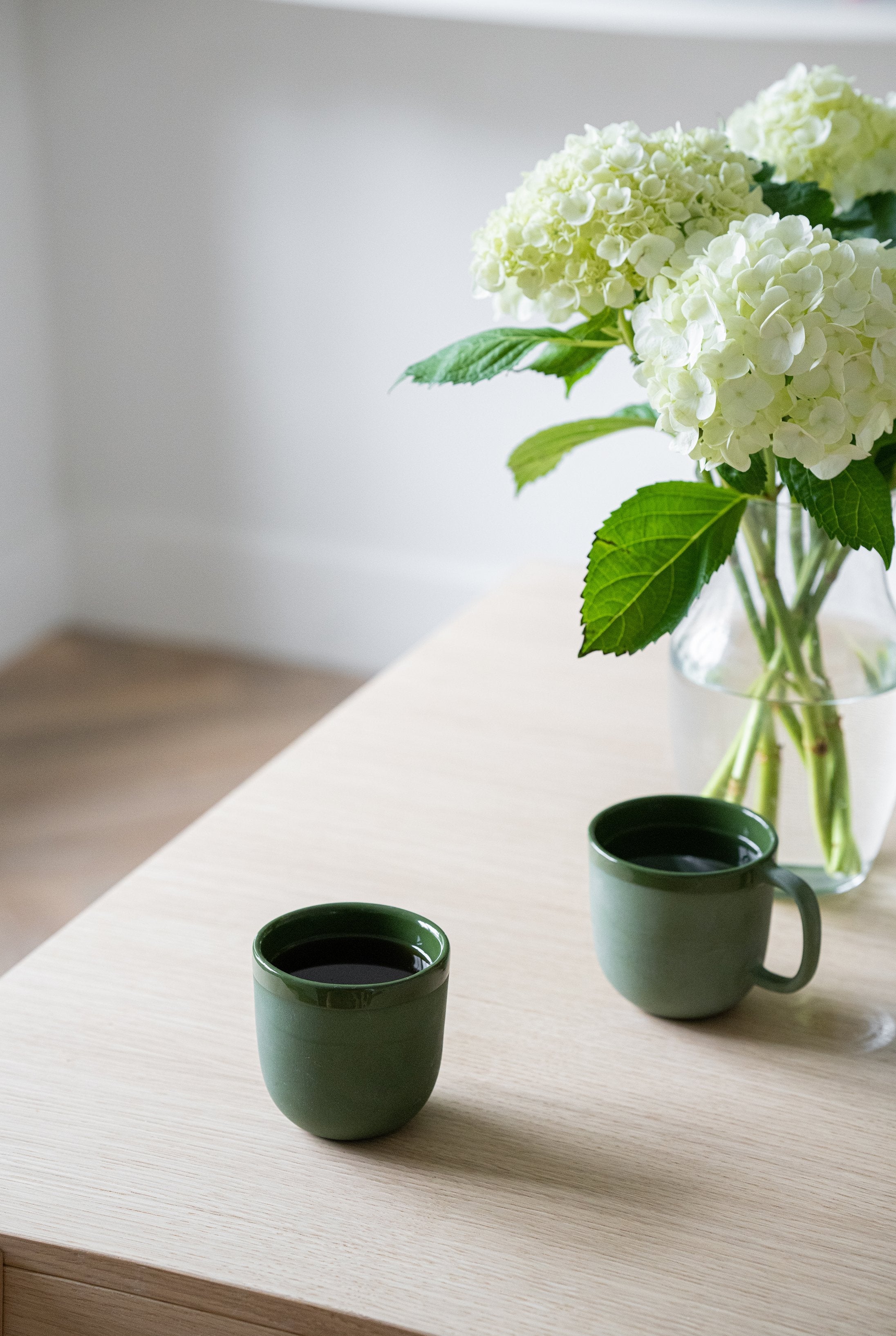 Handmade Porcelain Coffee Cup. Green