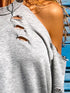 Open Shoulder Distressed Long Sleeve Top