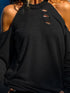 Open Shoulder Distressed Long Sleeve Top