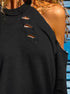 Open Shoulder Distressed Long Sleeve Top