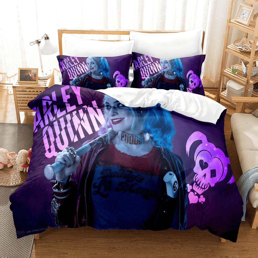 Juego de cama con funda de edredón y Harley Quinn del Escuadrón Suicida