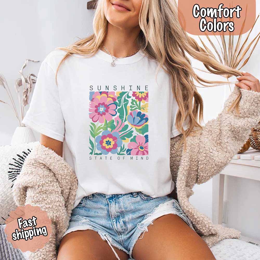 Sunshine State of Mind Comfort Colors T-Shirt – Cute Oversized Beach Tee or Swimsuit Cover Up Gift