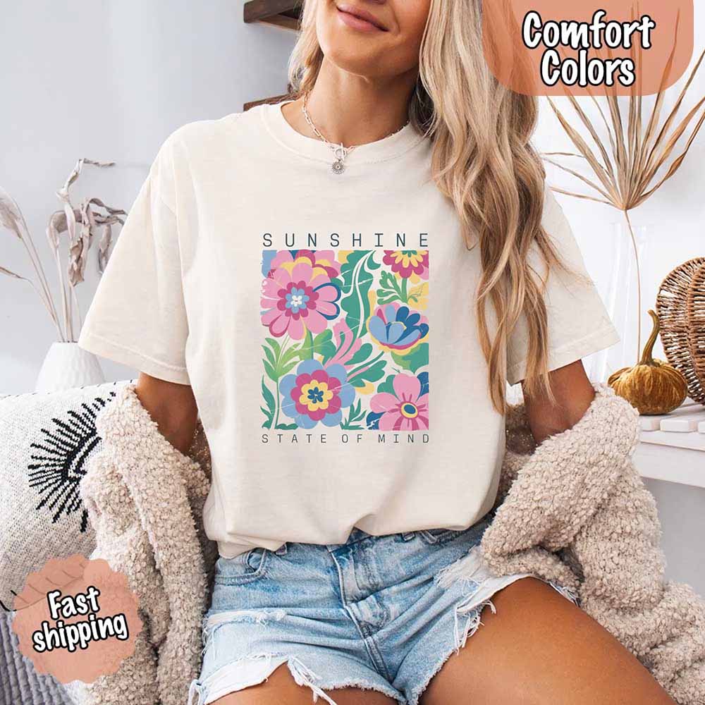 Sunshine State of Mind Comfort Colors T-Shirt – Cute Oversized Beach Tee or Swimsuit Cover Up Gift