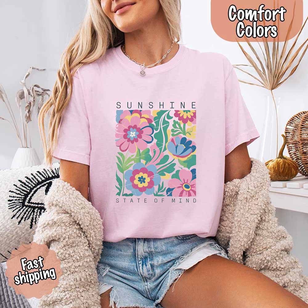 Sunshine State of Mind Comfort Colors T-Shirt – Cute Oversized Beach Tee or Swimsuit Cover Up Gift