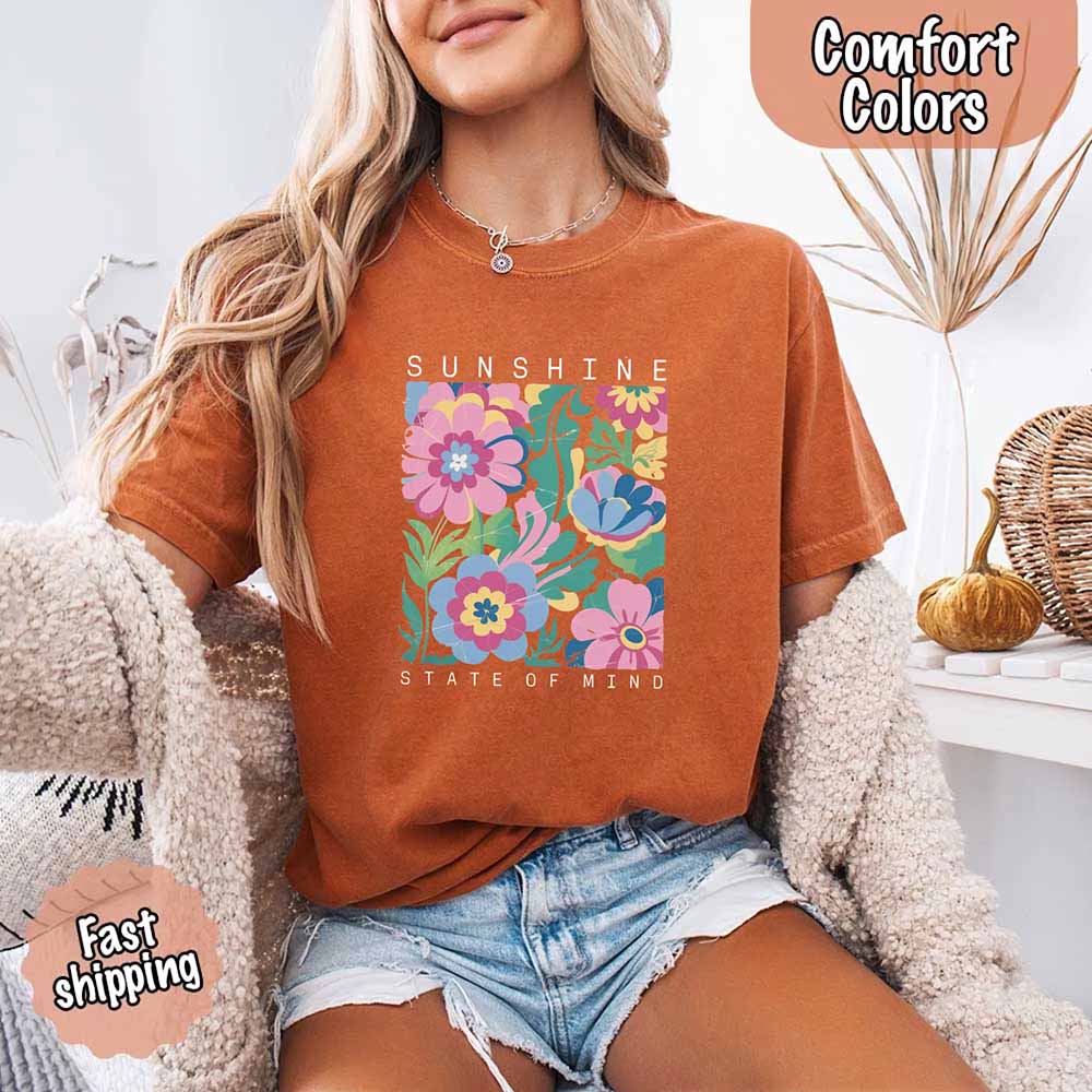 Sunshine State of Mind Comfort Colors T-Shirt – Cute Oversized Beach Tee or Swimsuit Cover Up Gift