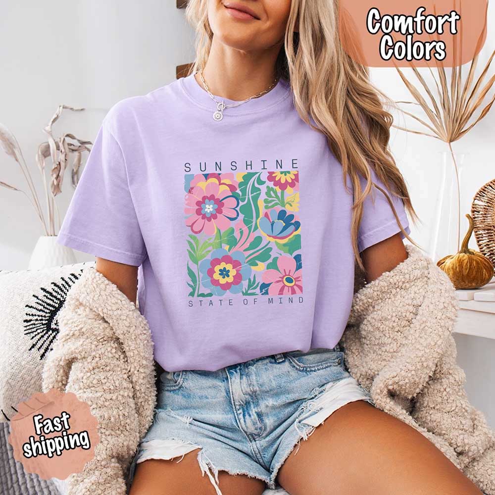 Sunshine State of Mind Comfort Colors T-Shirt – Cute Oversized Beach Tee or Swimsuit Cover Up Gift