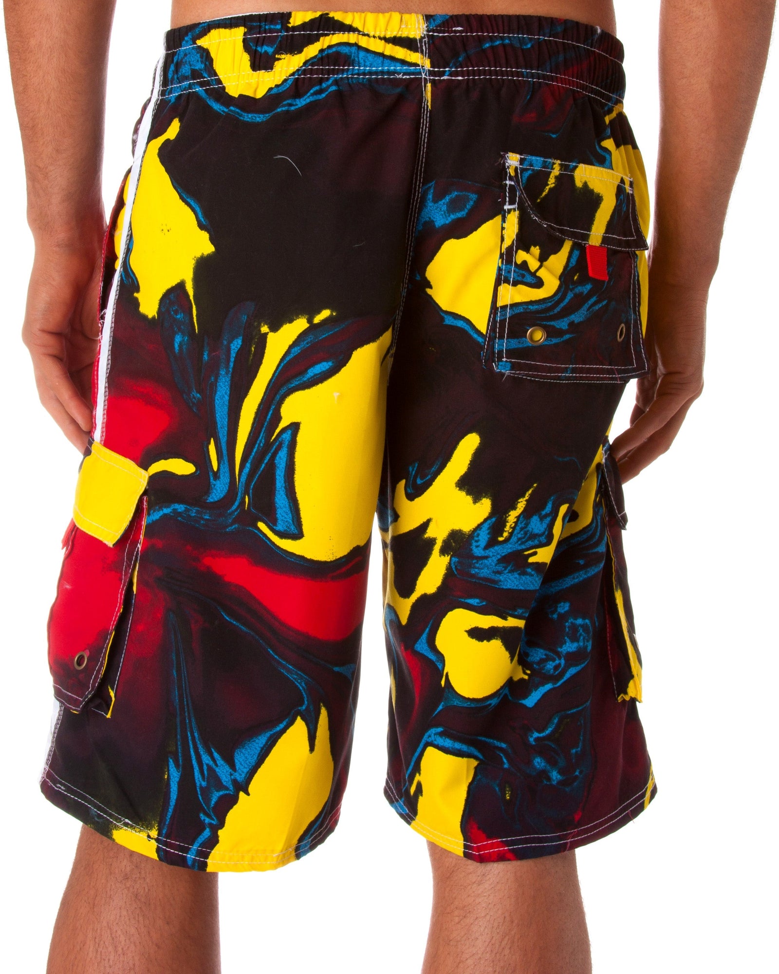 Bañador Sakkas para hombre con diseño de ondas multicolor y tabla de surf para skate