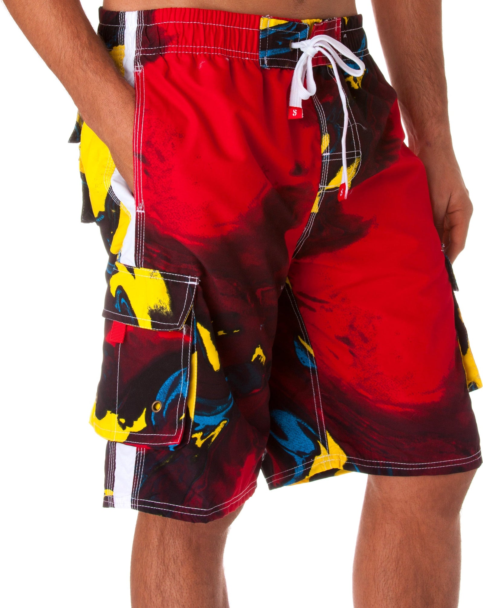 Bañador Sakkas para hombre con diseño de ondas multicolor y tabla de surf para skate