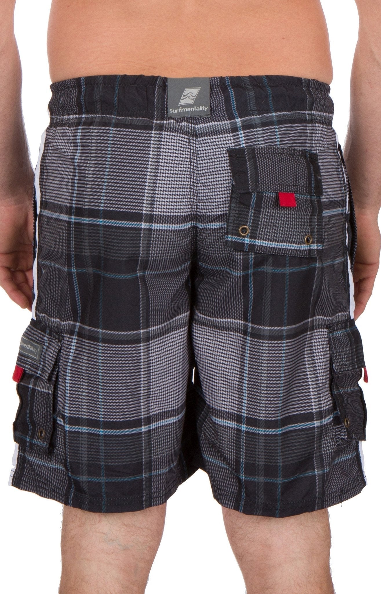 Bañador/pantalones cortos Sakkas Axel Plaid con cintura elástica que no se mojan