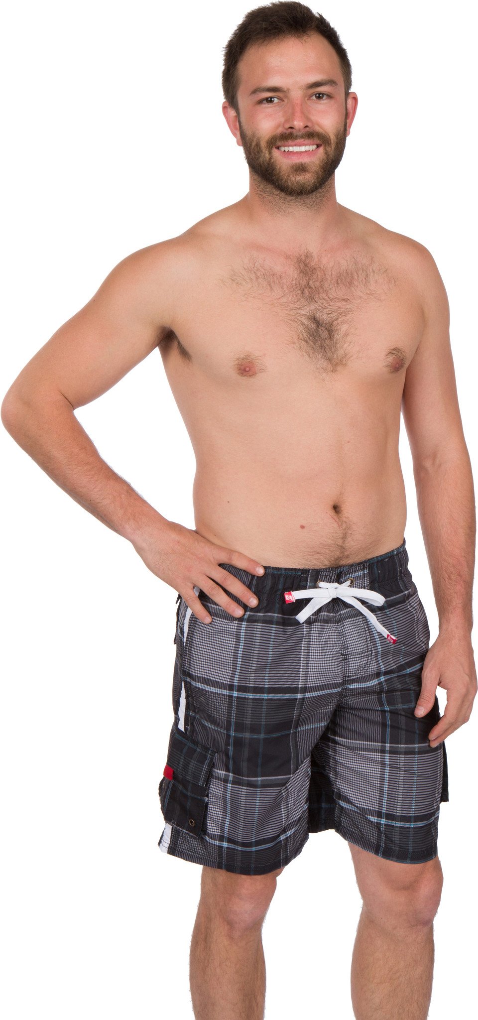 Bañador/pantalones cortos Sakkas Axel Plaid con cintura elástica que no se mojan