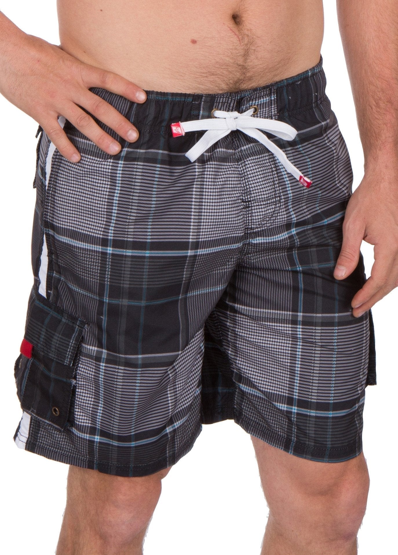 Bañador/pantalones cortos Sakkas Axel Plaid con cintura elástica que no se mojan