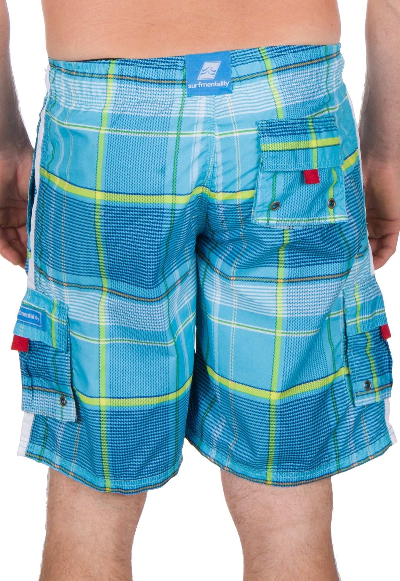 Bañador/pantalones cortos Sakkas Axel Plaid con cintura elástica que no se mojan