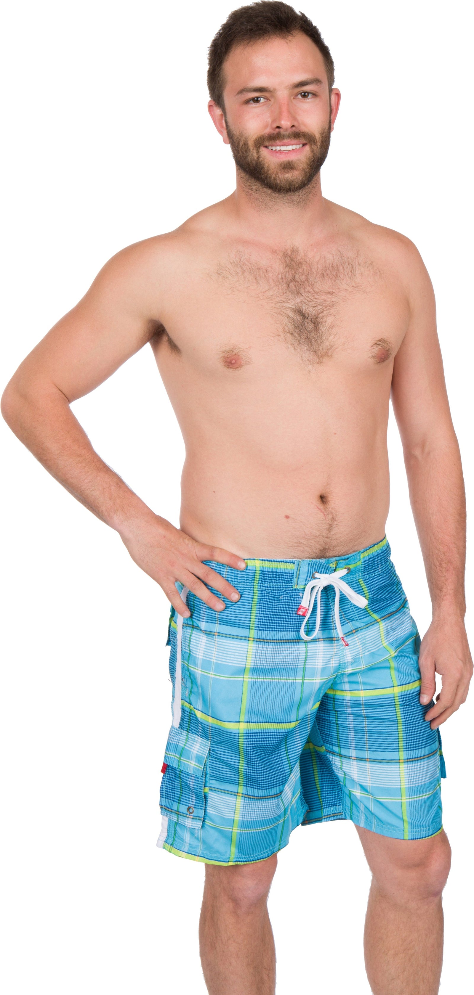 Bañador/pantalones cortos Sakkas Axel Plaid con cintura elástica que no se mojan