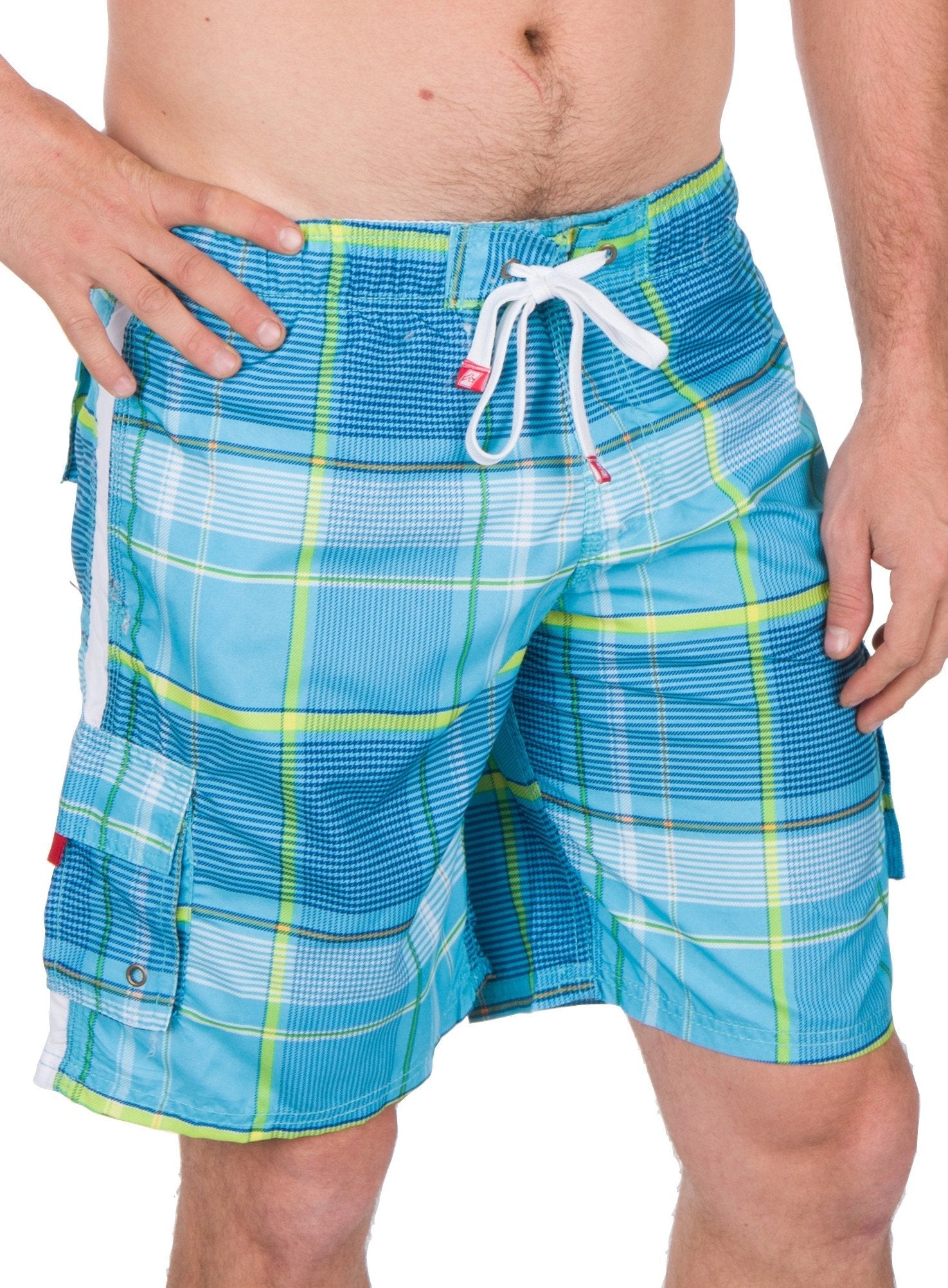 Bañador/pantalones cortos Sakkas Axel Plaid con cintura elástica que no se mojan