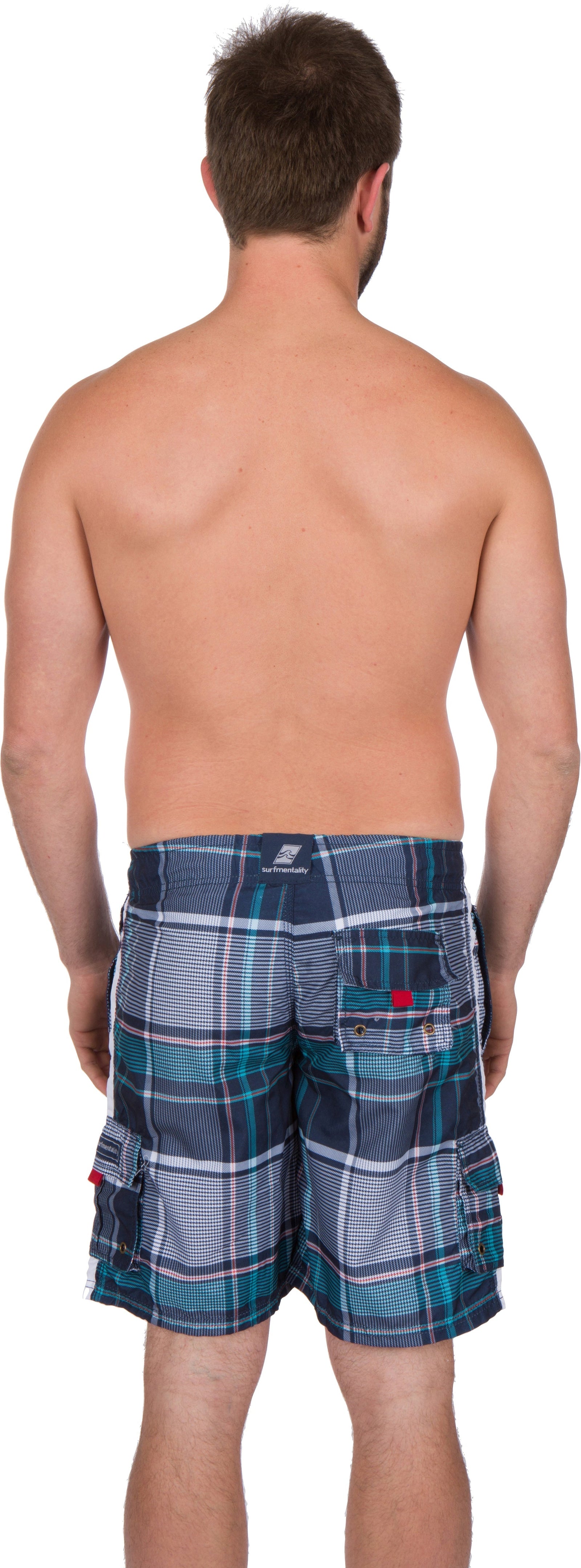 Bañador/pantalones cortos Sakkas Axel Plaid con cintura elástica que no se mojan