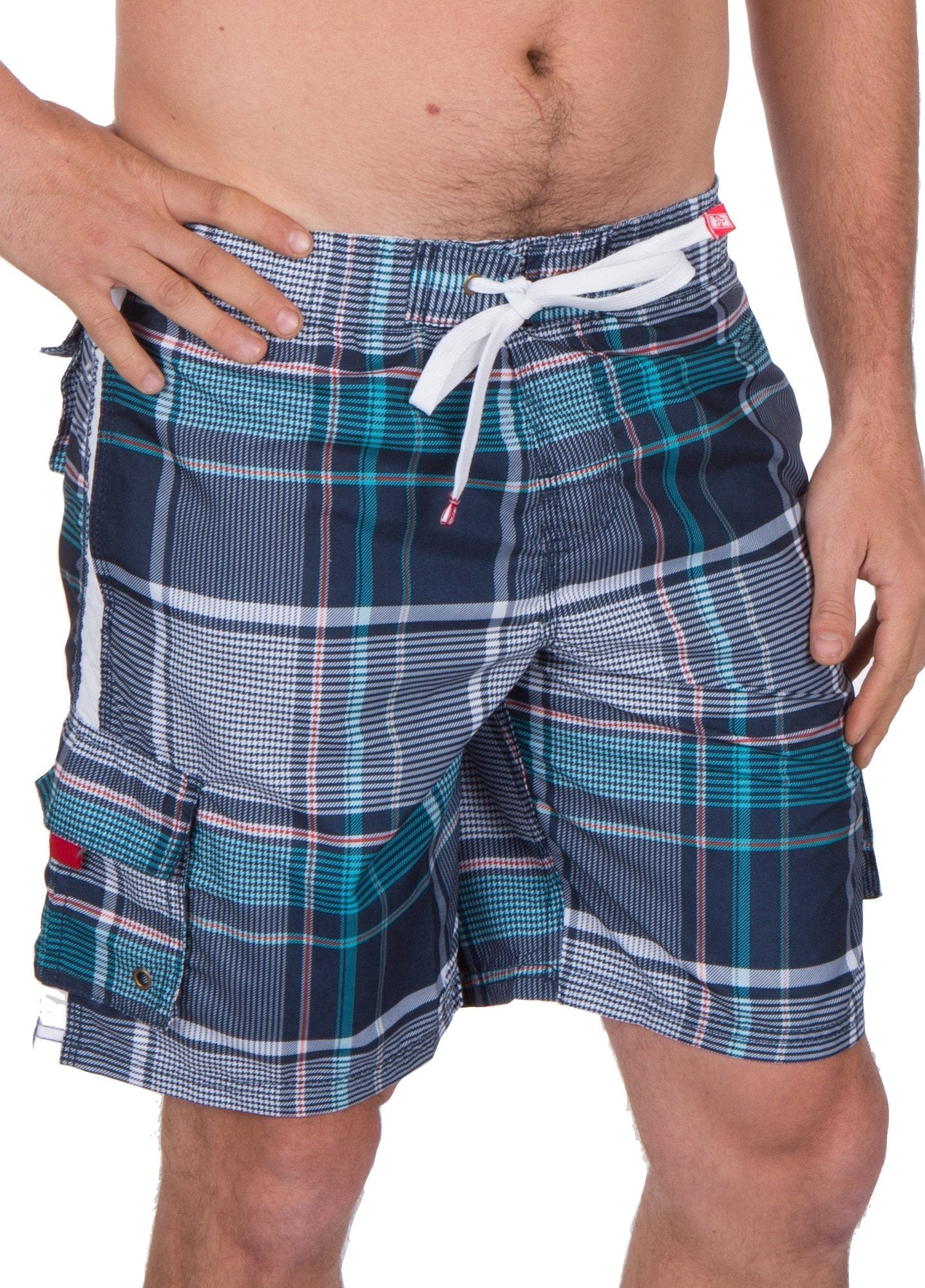 Bañador/pantalones cortos Sakkas Axel Plaid con cintura elástica que no se mojan