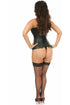 Top Drawer Black Faux Leather Steel Boned Overbust Corset
