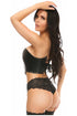 Top Drawer Black Faux Leather Bustier Top w/Zipper