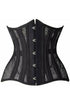 Top Drawer Black Fishnet Double Steel Boned Curvy Cut Waist Cincher Corset