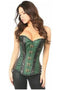 Top Drawer Dark Green Brocade & Faux Leather Steel Boned Corset