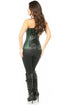 Top Drawer Dark Green Brocade & Faux Leather Steel Boned Corset
