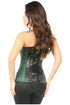 Top Drawer Dark Green Brocade & Faux Leather Steel Boned Corset