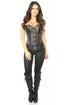 Top Drawer Faux Leather & Fishnet Steel Boned Corset